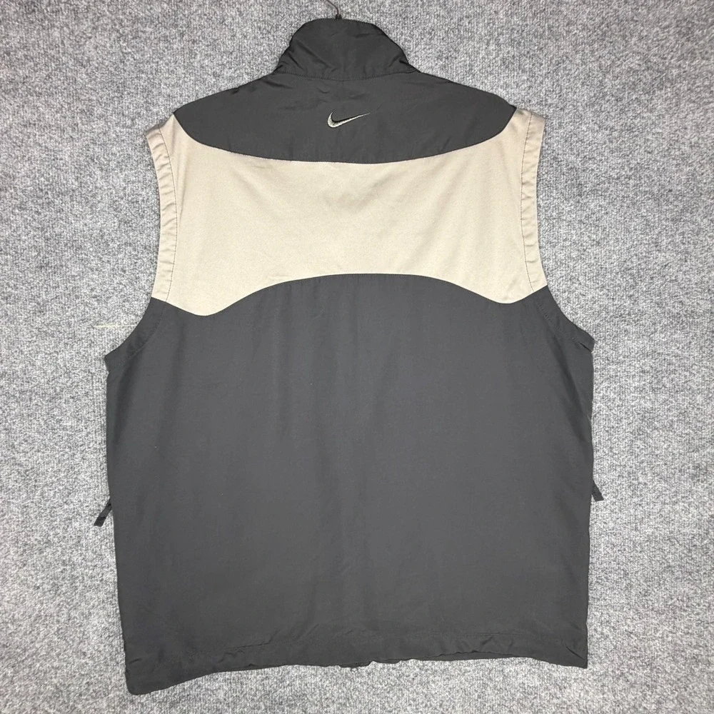 Nike Golf Mens Full Zip Vest Black Tan Stripe Mock Neck 333113-010 L (READ)
